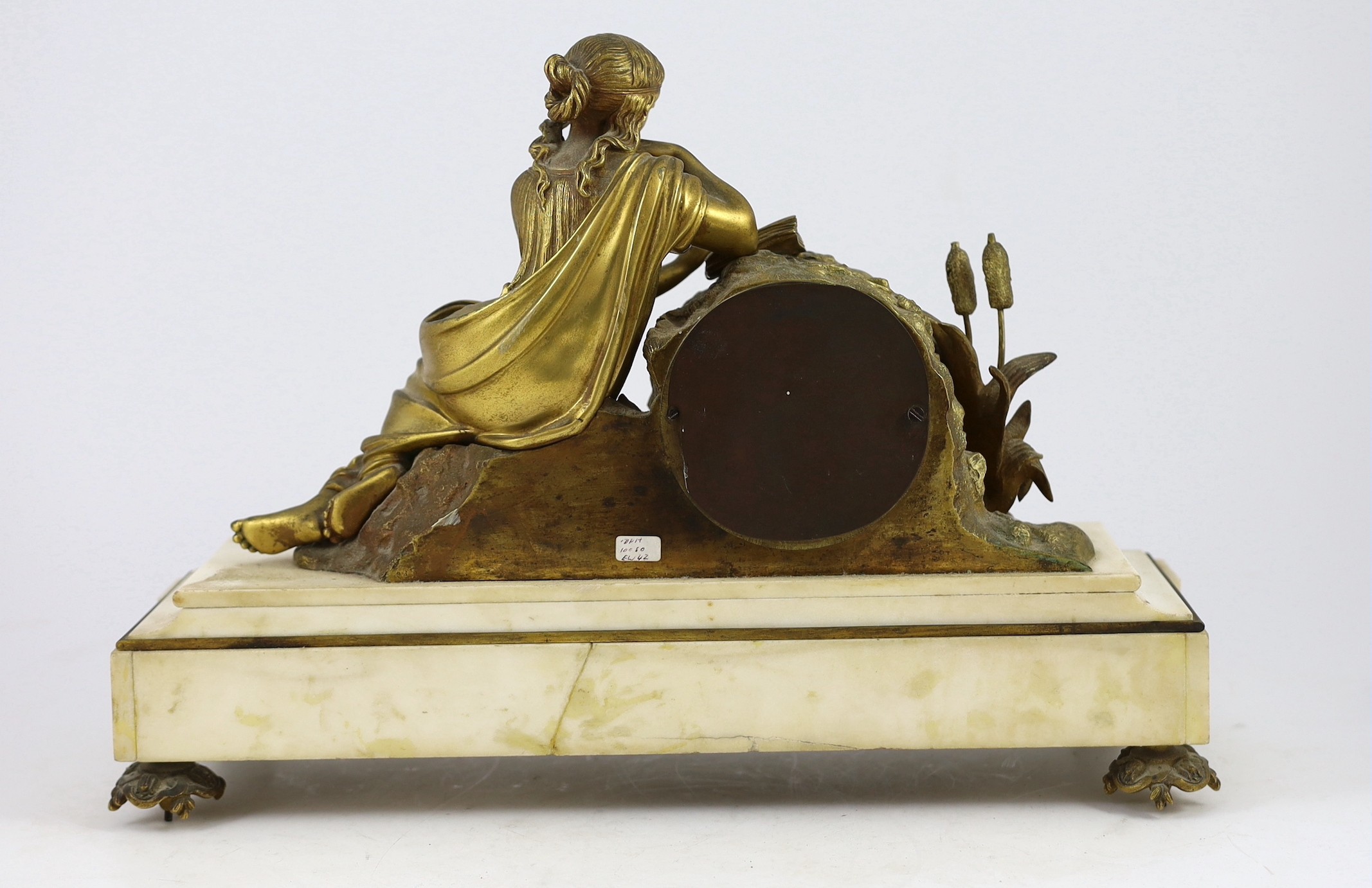 A. Brocot & Delettrez of Paris. A 19th century French white marble and ormolu mantel clock, 40cm wide 14cm deep 28cm high